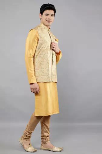 Festival Kurta Sets With Nehru Jacket - Mustard