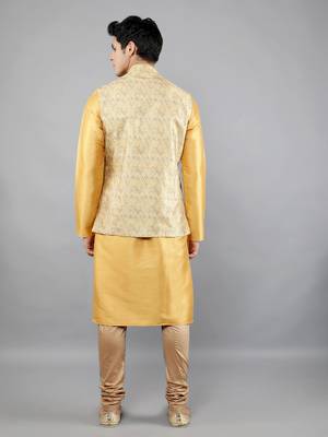 Festival Kurta Sets With Nehru Jacket - Mustard 5