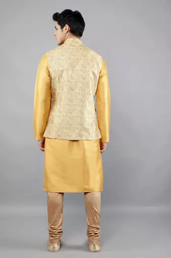 Festival Kurta Sets With Nehru Jacket - Mustard