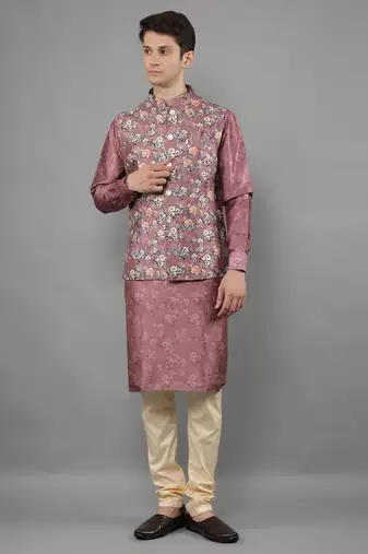 Festival Kurta Sets With Nehru Jacket - Pink