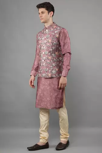 Festival Kurta Sets With Nehru Jacket - Pink