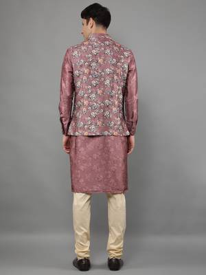 Festival Kurta Sets With Nehru Jacket - Pink 5