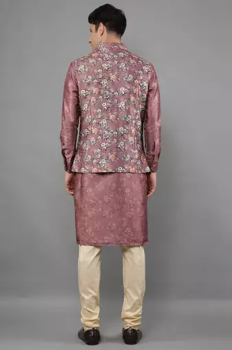 Festival Kurta Sets With Nehru Jacket - Pink