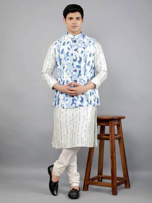 Festival Kurta Sets With Nehru Jacket - Blue 1