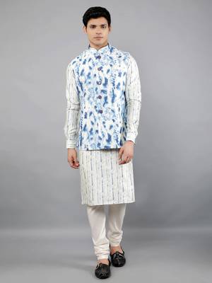 Festival Kurta Sets With Nehru Jacket - Blue 2