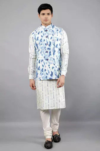 Festival Kurta Sets With Nehru Jacket - Blue