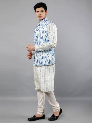 Festival Kurta Sets With Nehru Jacket - Blue 3