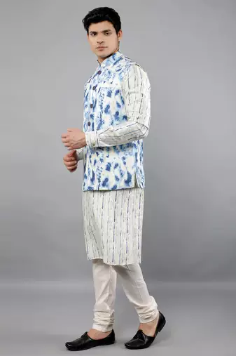 Festival Kurta Sets With Nehru Jacket - Blue