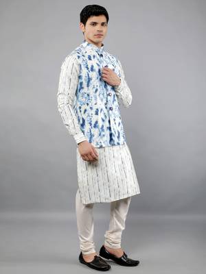 Festival Kurta Sets With Nehru Jacket - Blue 4