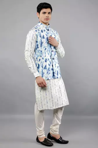 Festival Kurta Sets With Nehru Jacket - Blue