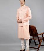 Festival Kurta Sets With Nehru Jacket - Peach