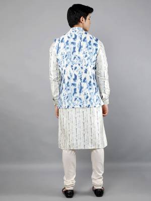 Festival Kurta Sets With Nehru Jacket - Blue 5