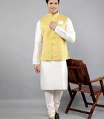 Festival Kurta Sets With Nehru Jacket - Cream