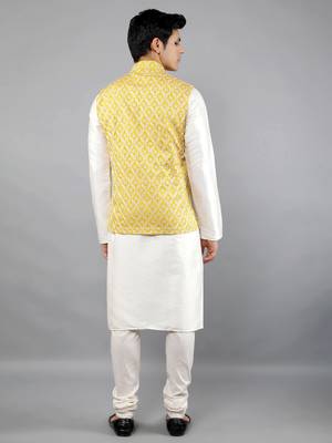 Festival Kurta Sets With Nehru Jacket - Cream 5
