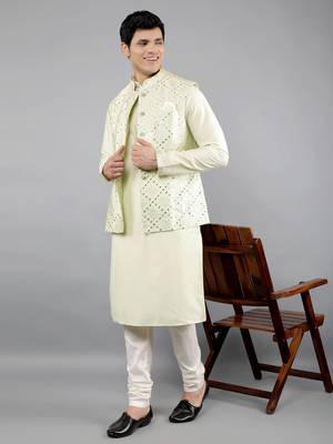 Festival Kurta Sets With Nehru Jacket - Sea Green 1