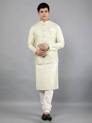 Festival Kurta Sets With Nehru Jacket - Sea Green 3