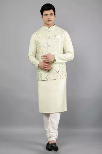 Festival Kurta Sets With Nehru Jacket - Sea Green