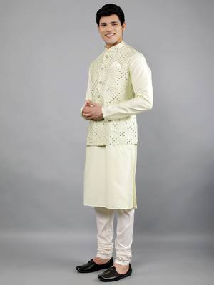 Festival Kurta Sets With Nehru Jacket - Sea Green 4