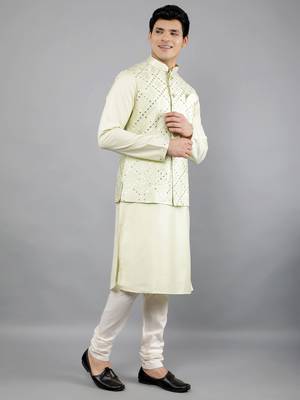 Festival Kurta Sets With Nehru Jacket - Sea Green 5