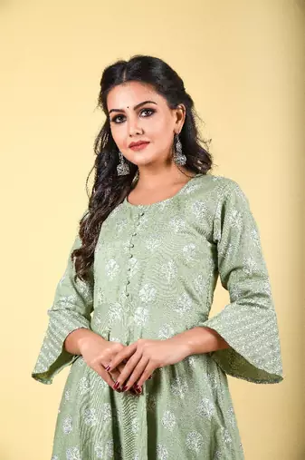 pistachio green cut anarkali set