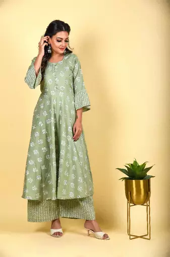 pistachio green cut anarkali set