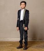 Luxurious blackvelvet suit with studded embellishments