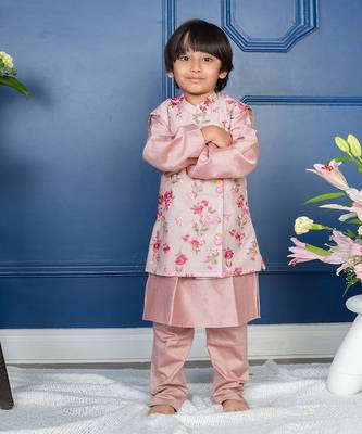 Flower embroidery nehru jacket with kurta and chudidar 1
