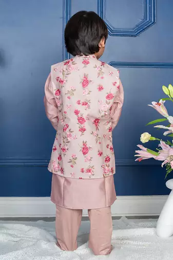 Flower embroidery nehru jacket with kurta and chudidar