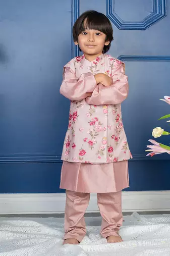 Flower embroidery nehru jacket with kurta and chudidar