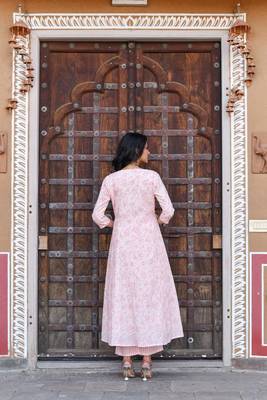 Pink a-line jacket kurta set 3