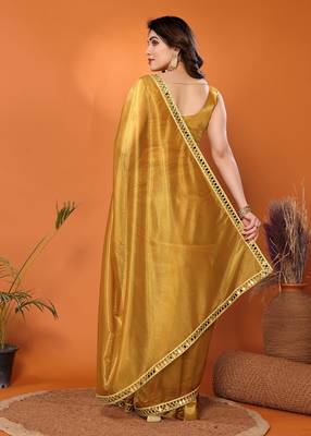 Gold embellished organza  saree with blouse piece 2