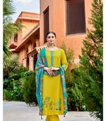 Floral Printed Round Neck Straight Kurta With Trousers & Dupatta