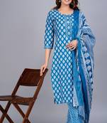 Blue cotton printed kurti