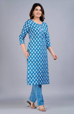 Blue cotton printed kurti 2