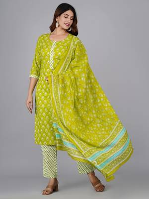 Green cotton printed kurti 1