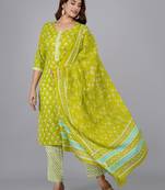 Green cotton printed kurti
