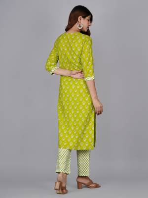 Green cotton printed kurti 4