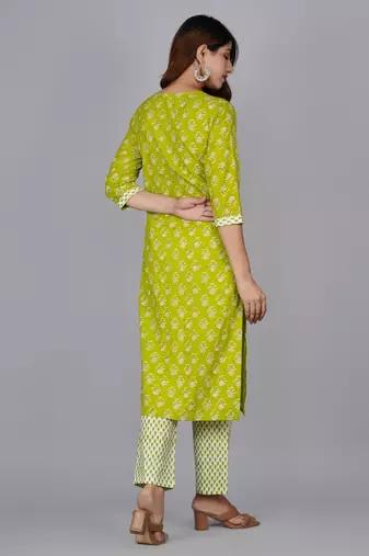 Green cotton printed kurti
