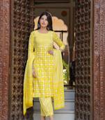 Yellow cotton printed kurti