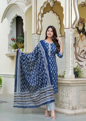 Indigo cotton printed kurti 2