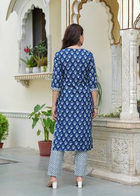 Indigo cotton printed kurti 3