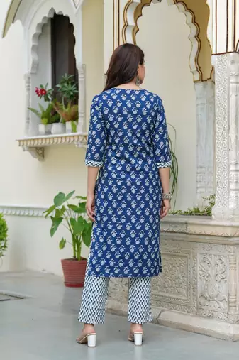 Indigo cotton printed kurti