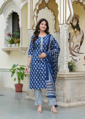 Indigo cotton printed kurti 4