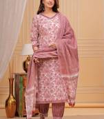 Peach cotton printed kurti