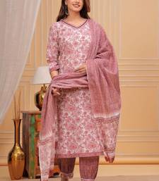 Peach cotton printed kurti