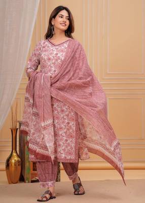 Peach cotton printed kurti 8
