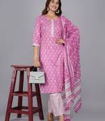 Pink cotton printed kurti