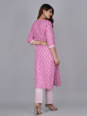 Pink cotton printed kurti 2