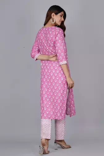 Pink cotton printed kurti