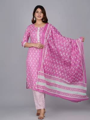 Pink cotton printed kurti 3